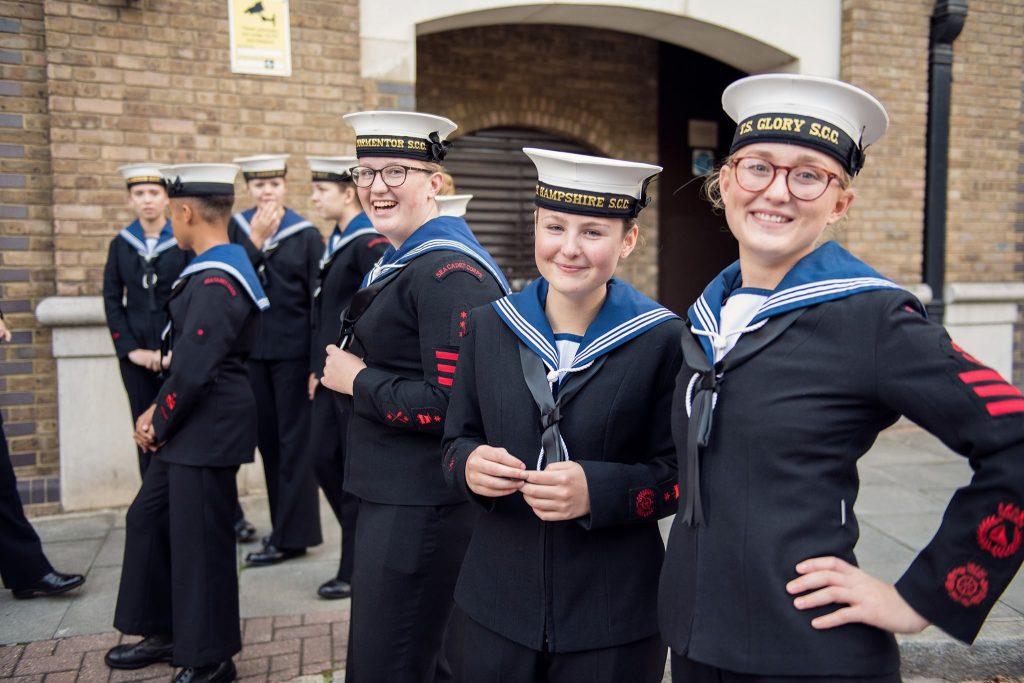 sea cadets in uniform on parade